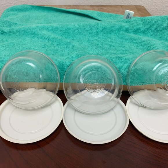 BOWLS - 3 Lot Anchor Hocking Clear Glass Custard Cups & lids, Ramkins 6oz 1034 - Picture 9 of 13